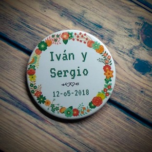 Chapas para bodas flowerlove