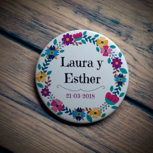 Chapas boda Flowerlove happy